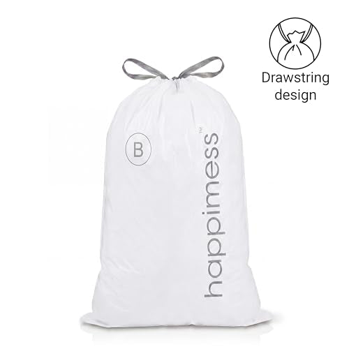 happimess 5.3 Gallon (20L) Drawstring Trash Bags, Unscented, White, Heavy Duty LDPE Liners for Kitchen and Household, Custom Fit 20 Count (1 Packs of 20 Liners) HPM3000B-W-1SET - color: White, size: 20 Count (Pack of 1)