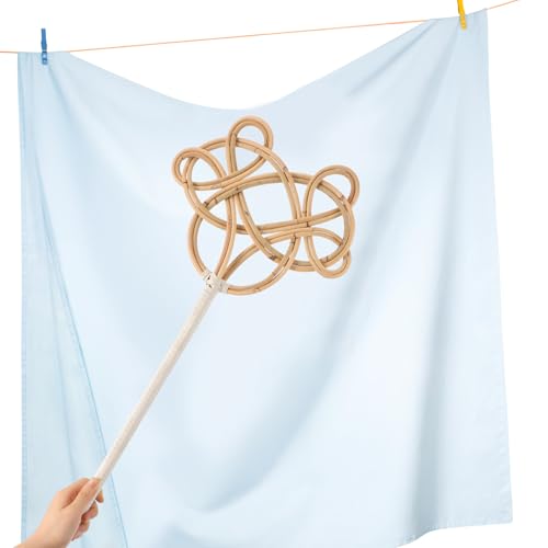 Long Handle Rattan Quilt Dust Beater Set of 2 Braided Carpet and Blanket Cleaning Tools for Home Dust Removal and Rug Fluffing