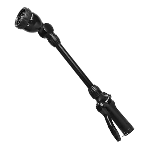 RESTMO Metal Watering Wand, Heavy Duty Garden Hose Wand with 180° Swivel Head, 16'' Hose Nozzle Sprayer with 7 Spray Patterns and Flow Control, for Water Hanging Baskets and Shrubs, Flash Black - color: Flash Black