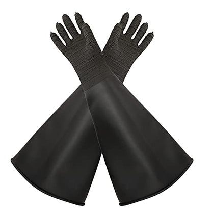 Heavy Duty Sandblasting Gloves Rubber Gloves for Sandblaster Protective Safety Work Black Striped Glove - color: Black