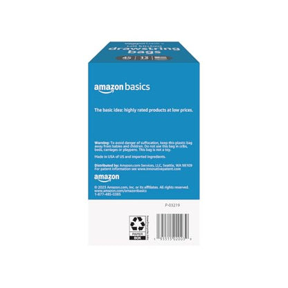 Amazon Basics Tall Kitchen Drawstring Trash Bags, 13 Gallon, Unscented, 45 Count - size: 45 Count (Pack of 1)