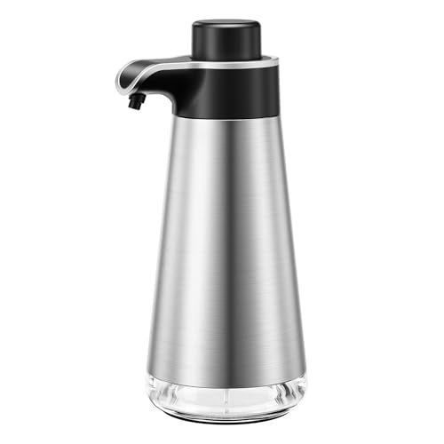 BYUNER Soap Dispenser for Bathroom & Kitchen, 15 fl oz Refillable Soap Dispenser, Brushed Silver Metal Look Countertop Soap Dispenser, Rust-Free Hand Soap & Dish Soap Dispenser - color: Silver, size: Liquid