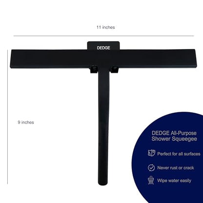 DEDGE Shower Squeegee Window Glass Wiper Scraper Cleaner with Silicone Blade for Bathroom/Kitchen/Car Glass/Mirror/Door 11-Inch (with Hook)
