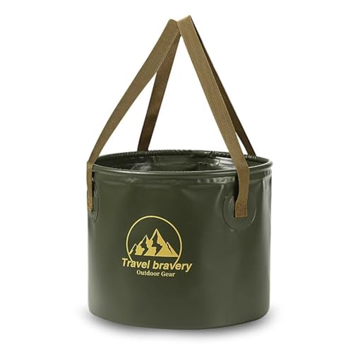 Portable Collapsible Bucket (Army Green, 2.64 Gal / 10L) | Portable Foldable, With Handles, Multifunctional Lightweight Wash Basin - color: Army Green, size: 10L