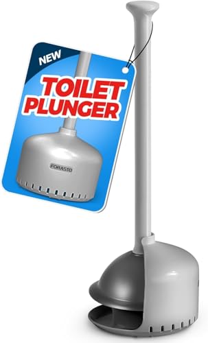FORASTO Toilet Plunger with Holder,Plungers for Bathroom with Holder,Heavy Duty Plunger with Cover,Bathroom Decor，Bathroom Accessories，Toilet Bowl Cleaners,Charcoal Gray - color: Charcoal Gray, size: 1Pack