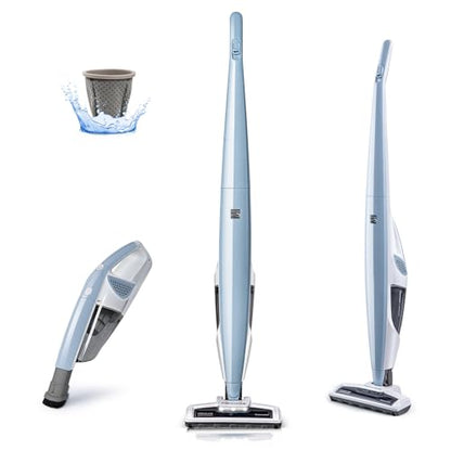Kenmore DS1020 16V Cordless Stick Vacuum Lightweight 2-in-1 Handheld, LED Headlight with 2-Speed Power Control for Hardwood Floor, Carpet & Pet Hair, 16 Volts, Gray-Blue - style: Gray-Blue