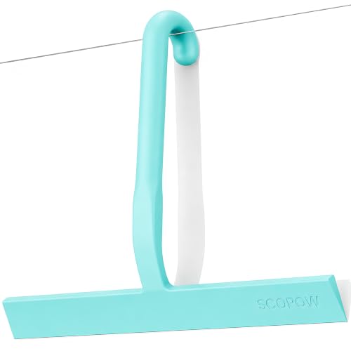 Shower Squeegee for Glass Doors - 10 Inch Bathroom Squeegee with Ergonomic Round Grip, Built-in Hook, Streak-Free No-Squeak Silicone Blade for Shower Glass, Tile Walls, Mirrors & Windows, Mint Green - color: Mint Green