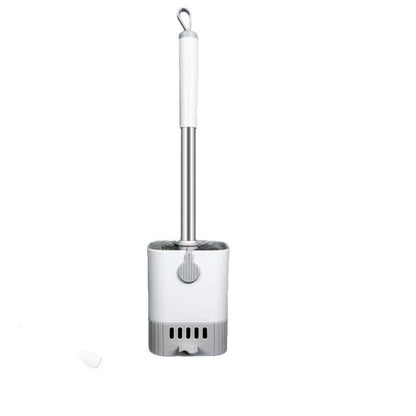Wall Mounted Toilet Brush, 20.87" Long Handle Bathroom Brush Holder, Compact Space Saving Toilet Bowl Brush for Deep Cleaning, White Plastic Brush with Ventilated Base