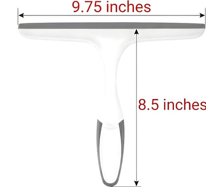 2 Pack Shower Squeegee for Glass Doors – 9.5” Silicone Blade Window Cleaner Tool (Grey & Yellow) – Bathroom, Car Windshield, Mirror & Tile Cleaning Wiper with Hook – Lightweight Ergonomic Handle