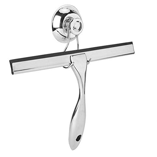 Fdit Stainless Steel Glass Cleaner, Window Wiper Multi Surface Scraper for Bathroom Glass Tiles Car Windows with Suction Cup Hook