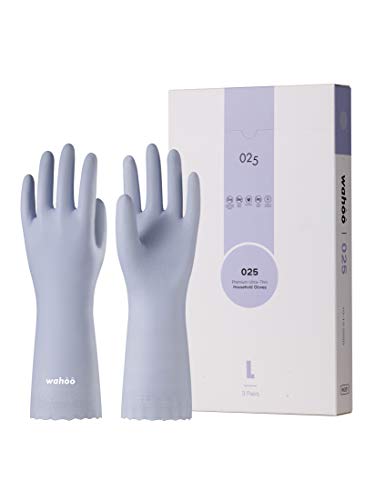 LANON 3 Pairs wahoo Skin-Friendly Cleaning Gloves, Unlined Dishwashing Kitchen Gloves, Reusable, Non-Slip, Icelandic Blue, Small - color: Icelandic Blue (Pack of 3), size: Small (Pack of 3)