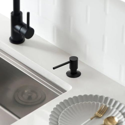 KIBI Kitchen Sink Soap Dispenser | 8.5 oz Countertop Refillable Bottle | Easy Top Refill Pump | Durable Brass Build with Rust-Resistant Finish | Perfect for Kitchen, Bar, Laundry (Matte Black) - color: Matte Black