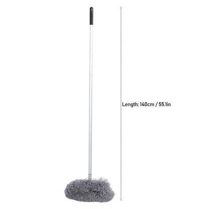 Ceiling Fan Duster with Extension Pole, 360 Degree Rotation Extra Long Round Duster Washable Cobweb Brush for Outdoor Indoor (Grey) - color: Gray