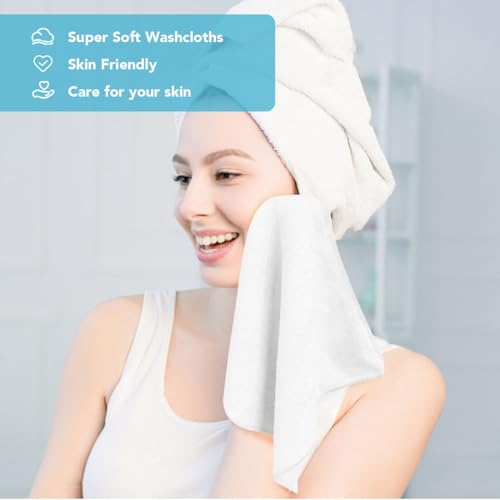 Orighty Washcloths Bulk, 200 Pack Highly Absorbent & Soft Feel Microfiber Face Towels, Multi-Purpose Wash Cloths & Hand Towels for Bathroom, Hotel, Spa, and Gym, 12x12 Inch, White - color: White