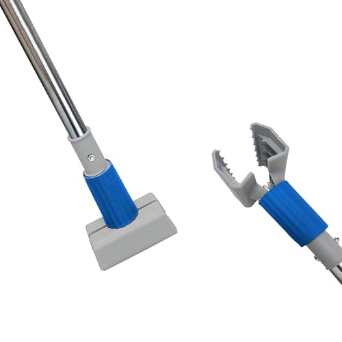 Heavy Duty Commercial Jaw Clamp Mop Handle 55.7 Inch, Thickened Stainless Steel Blue Mop Stick, Industrial Grade Replacement Adjustable Mop Rod - color: Blue, size: mop handle
