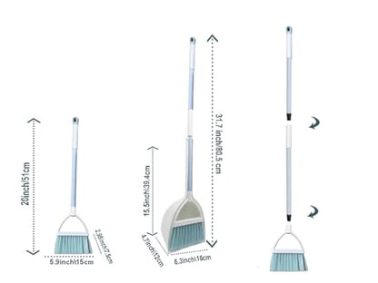 Mini Broom with Dustpan for Kids,Little Housekeeping Helper Set (White+Blue) - color: White+blue