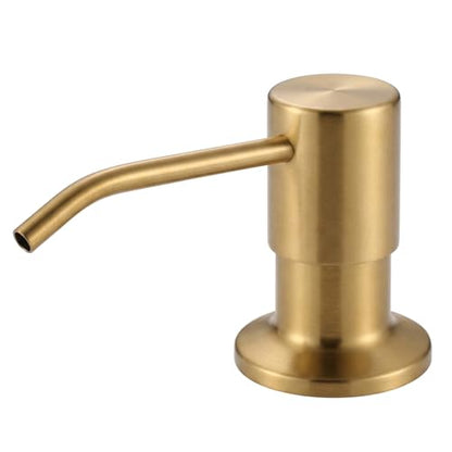 Built in Kitchen Sink Soap Dispenser: Stainless Steel Pump Head with 17 Ounce Large Soap Bottle, Easy Top Refill Design – No Bending Down for Countertop, Brushed Gold - color: Brushed Gold