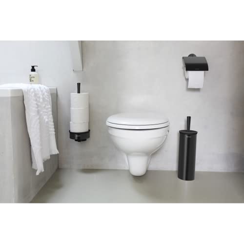 Brabantia Profile Toilet Brush and Holder (Black) Freestanding/Wall-Mounted Toilet Bowl Cleaner with Discreet Case Stand for Bathroom - color: Black, size: Height: 43.0 cm, Width: 11.5 cm, Length: 12.5 cm
