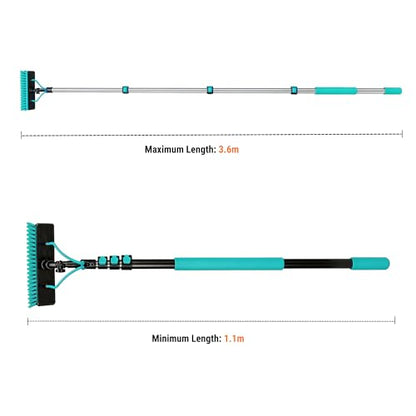 Water Fed Pole Kit, 12FT Solar Panel Cleaning Pole with Extendable Handle, 180° Rotatable Brush Head & 65.6FT Hose, Household & Outdoor Window Cleaner Tool for Caravan Solar Panel Deck - size: 12FT
