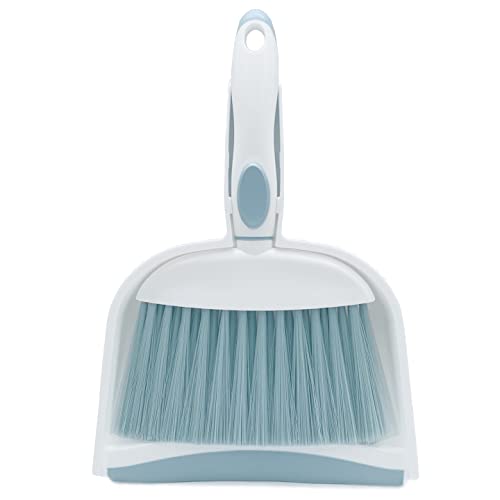 Broom Dustpan Brush Small Dust pan: Small Broom and Dustpan Set Mini Dust pan and Brush Set for Desk, Home, Camping Tent. (Light Blue) - color: Light Blue, size: 1pcs