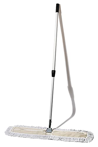 36 in. Floor Sweeper, Dust Mop for Hardwood, Reusable Cotton Mop Head, Extendable Handle, Dry Mop for Floor Cleaning & Janitorial Supplies - size: 36x5 Inch (Pack of 1)