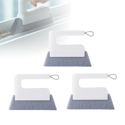Window Track Cleaner Tool 3 Pack, Groove Track Cleaning Tools Kit with Brush and Scraper, Window Sill Cleaner Tool for Sliding Door Tracks, Gaps, Tile Lines, Car Vents Cleaning (White*3) - color: White*3