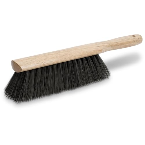 Marshalltown 13 1/2 Inch Beaver Tail Brush, Masonry Brush with Black Horsehair Fibers, Concrete Shop Brush for Masonry and Mortar Work, Assembled in USA, 6517
