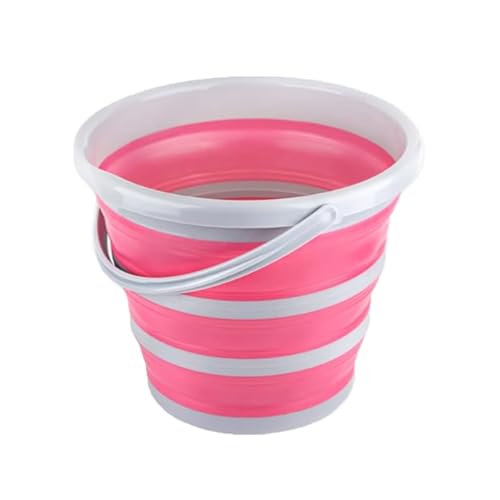 ZIMISI Car Collapsible Bucket, 10L 2.6 Gallon Foldable Car Wash Bucket for Space Saving, Portable Plastic Cleaning Buckets for Indoor Outdoor Vehicle Wash Garden Camping (Pink) - color: Pink