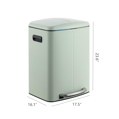 happimess HPM1005E Marco Rectangular 10.6-Gallon Double Bucket Trash Can with Soft-Close Lid, Pistachio Gelato, Fingerprint Resistant, Modern, Minimalistic for Home, Kitchen, Office, Bedroom, Bathroom - color: Pistachio Gelato