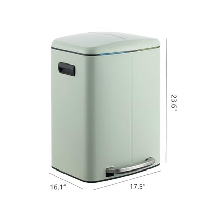 happimess HPM1005E Marco Rectangular 10.6-Gallon Double Bucket Trash Can with Soft-Close Lid, Pistachio Gelato, Fingerprint Resistant, Modern, Minimalistic for Home, Kitchen, Office, Bedroom, Bathroom - color: Pistachio Gelato