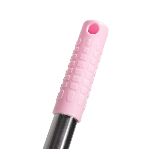 Carpet Sweeper Manual Push Handheld, Push Sweeper 2 in 1 Hand Floor Hand with 180 Degree Rotating Hard Floor Mopping Cleaner for Wooden Marble (Pink)