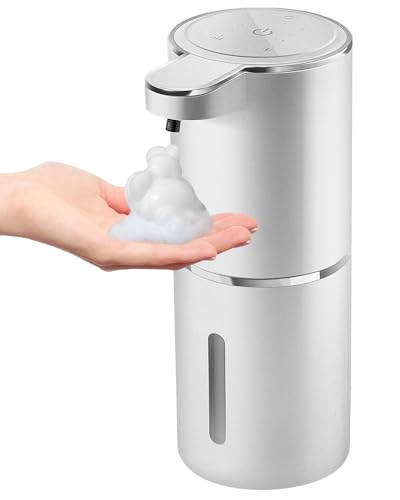 Automatic Foaming Soap Dispenser,4-Level Adjustable Foam, Wall Mount, USB Rechargeable,12.8oz/ 380ml,Touchless Hand & Dish Soap Dispenser for Bathroom, Kitchen,Hotel, Restaurant - color: Silvery, style: Foam