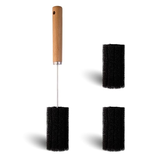 Water Bottle Cleaner Brush Baby Bottle Cleaner Brush Set Long Handle Sponge Cleaning Brush for Beer Bottles, Cups, Wine Glasses, Coffee Mugs, Tumblers, Thermos,Replaceble Brush Head (3-Pack)