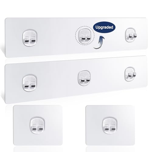 Shower Caddy Adhesive Replacement, 4 Pack Strong Adhesive Shower Hooks, Water-Proof Shower Adhesive Strips, No Drilling for Corner Shelf Basket, Bathroom Storage Shelves and Kitchen Racks - color: 4 PCS