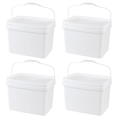 4 Packs 5 Gallon Plastic Food Storage Bucket with Lid, Airtight Plastic Buckets with Handles, White - size: 5 Gallon