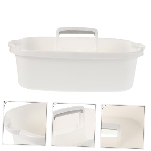 Portable Bathroom Storage Basket with Handle Thick Plastic Cleaning Organizer for Showers and Kitchens Small Tote for Cleaning Supplies Versatile Storage for Home and Hotels