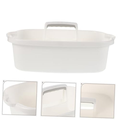 Portable Bathroom Storage Basket with Handle Thick Plastic Cleaning Organizer for Showers and Kitchens Small Tote for Cleaning Supplies Versatile Storage for Home and Hotels