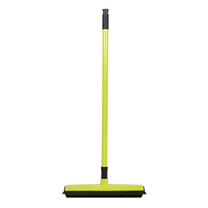 Pet Hair Sweeper, Rubber Broom Pet Hair Lint Removal Device with Telescopic Bristles Sweep Cleaner 27 to 47 Inches Adjustable Length Rubber Bristles TPE Scraper for Carpet Tile Hardwood Linoleum - color: Green