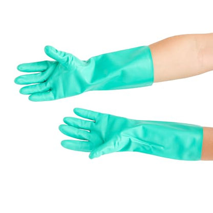 Restaurantware Nitrile Gloves 10 Count 15 mil Chemical Resistant Gloves Abrasion-Resistant Kitchen Cleaning Latex-Free Green - color: Green, size: 10/Small