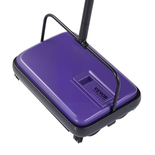 VEVOR Carpet Sweeper Manual, Floor Sweeper with 300 ml Dustbin Capacity Easy to Empty, 6.7 inch Cleaning Width for Home Office Carpets Pet Hair Dust, Purple - color: Purple