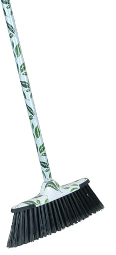 Superio Leaf Design Sweeping Broom for Home & Kitchen, Horsehair Bristle Push Broom with 48-Inch Wooden Handle, Indoor & Outdoor Floor Cleaner for Hardwood, Tile, Granite, Parquet & Concrete - color: Leaf Design, size: 1-Pack