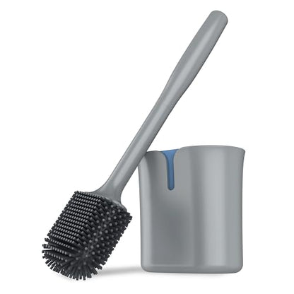 MR.SIGA Wall Mounted Toilet Brush and Holder Set for Bathroom Cleaning, Compact, Gray, 1 Pack - color: Gray