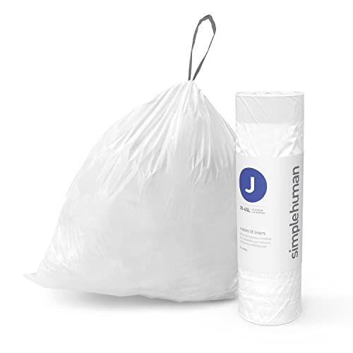 simplehuman Code J Custom Fit Drawstring Trash Bags, 240 Count, 30-45 Liter / 8-12 Gallon, White - size: 240 Count (Pack of 1)