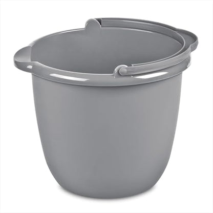 10 Qt. Spout Pail Classic Titanium,Gray Plastic Bucket with Pour Spout and Handle for Cleaning, Mopping, Gardening