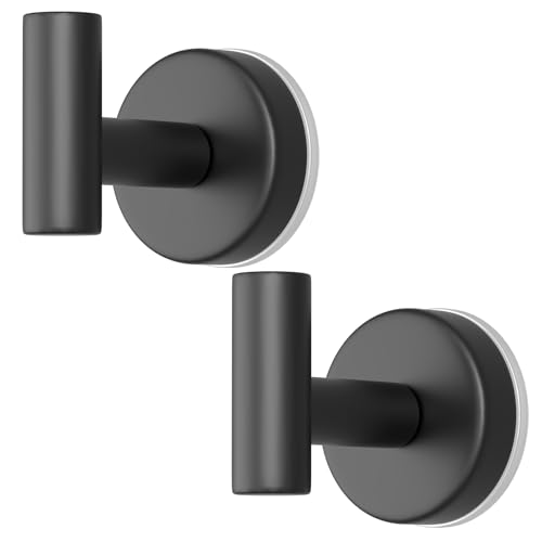 Suction Cup Hooks for Shower, Stainless Steel Towel Hooks for Bathroom Wall, Glass Door, Kitchen, Mirror, Tile, Shower Hooks for Hanging Towels, Robes, Bath Balls (2 Pack，Black) - color: Black, size: Suction Cup "T" Shape - 2 Pack