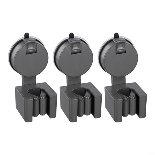 3-Piece Wall-Mounted Suction Cup Broom Holder and Mop Organizer for Kitchen, Bathroom & Garage – Strong Vacuum Clamp Hooks for Brooms, Mops, Pans(C) - size: C