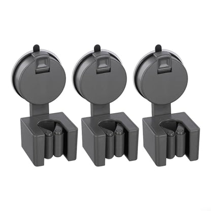 3-Piece Wall-Mounted Suction Cup Broom Holder and Mop Organizer for Kitchen, Bathroom & Garage – Strong Vacuum Clamp Hooks for Brooms, Mops, Pans(C) - size: C