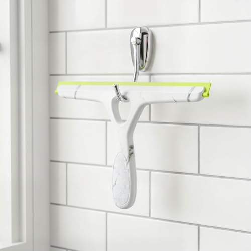 Window Squeegee with Ergonomic Handle, Shower Squeegee for Glass Doors, White and Green, Non-Slip Grip, Glass Cleaning Tool for Windows(Set of 2)