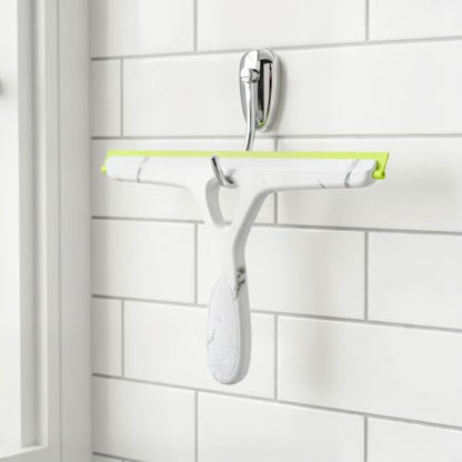 Window Squeegee with Ergonomic Handle, Shower Squeegee for Glass Doors, White and Green, Non-Slip Grip, Glass Cleaning Tool for Windows(Set of 2)