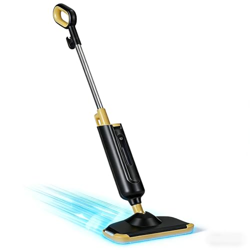 Simple Deluxe Steam Mop for Floor Cleaning, Lightweight Floor Steamer Cleaner Mop - Ideal for Hardwood/Tile/Laminate Floors Carpet, 2 Washable Pad, Black and Yellow